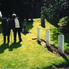 Chad & Ernest by the graves in Whittingehame churchyard.jpg